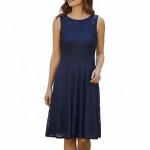 White House Black Market Navy Lace Midi Dress